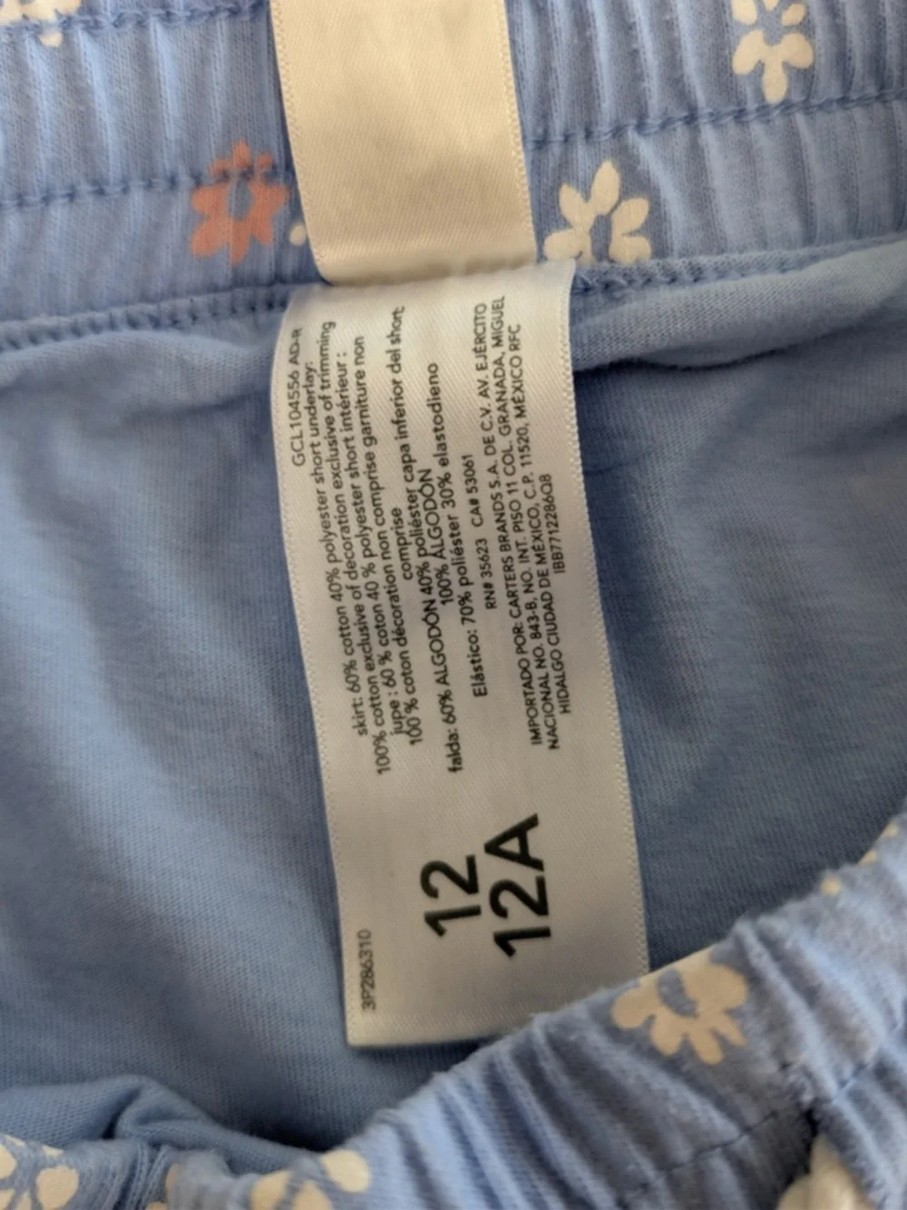 OshKosh B'gosh Girls Skort Skirt daisy periwinkle Size 12 built in shorts daisy